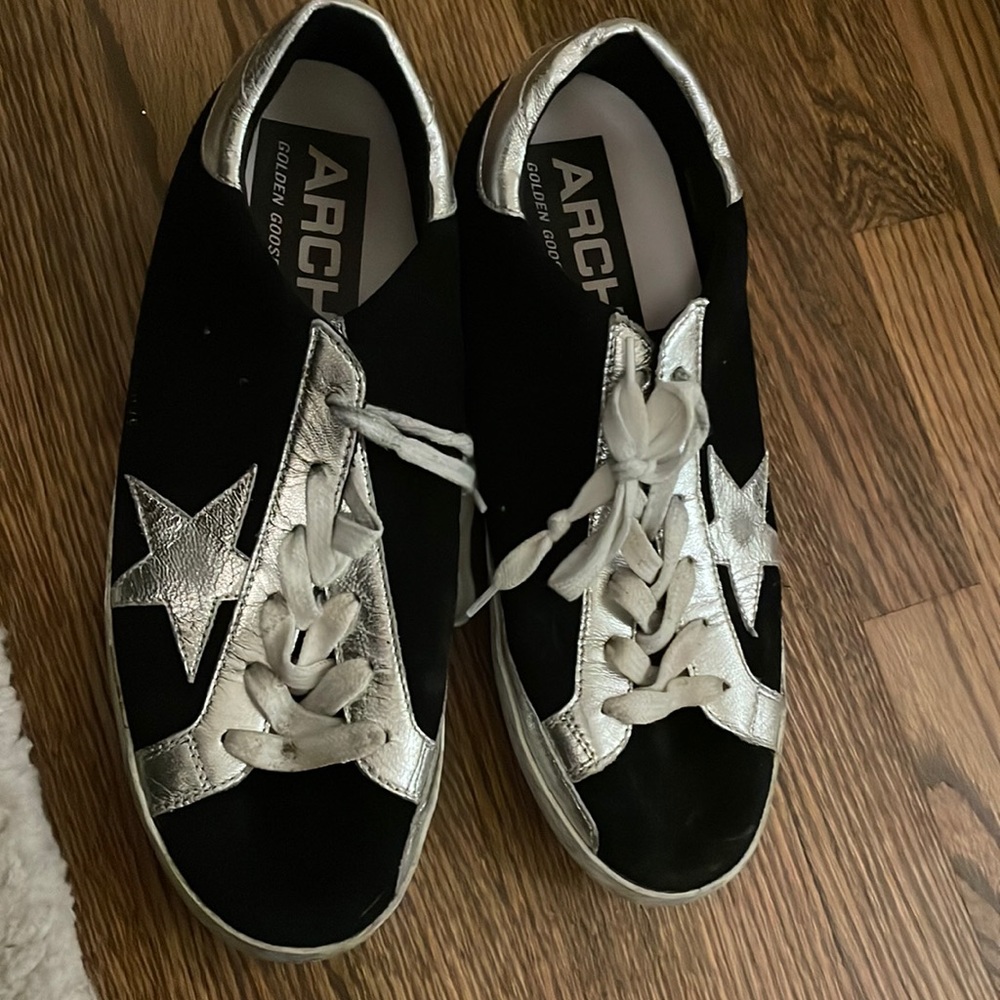 Golden Goose Archive sneaker, black suede, silver details and star, size 39